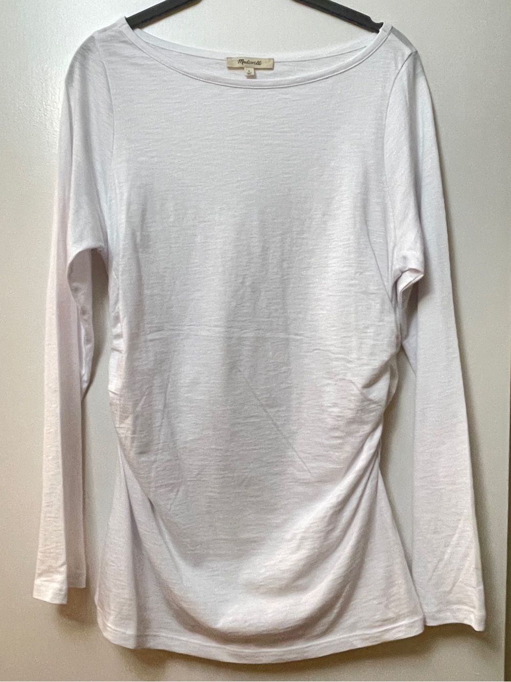 Madewell White Ruched Long Sleeve Shirt
